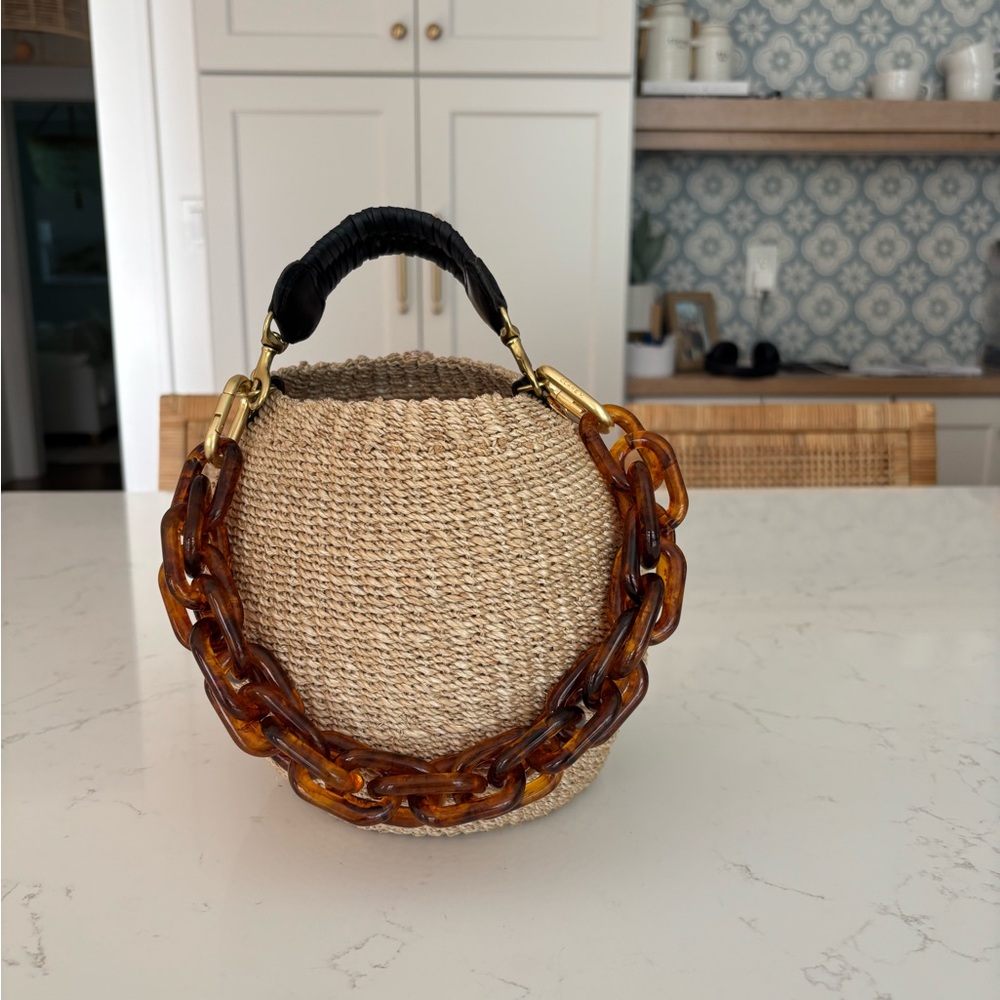 Clare V Tan and Black Mini Bag Pot de Miel. Additional tortoise strap!